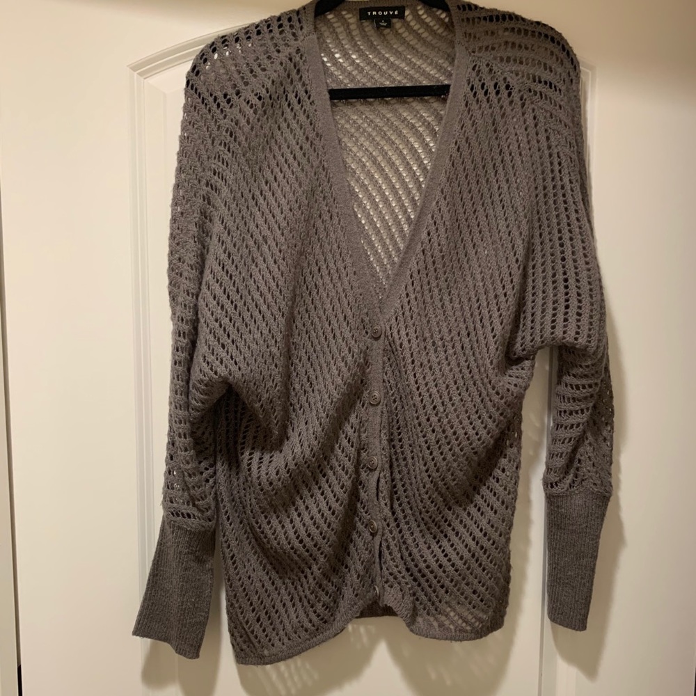Taupe half button up sweater